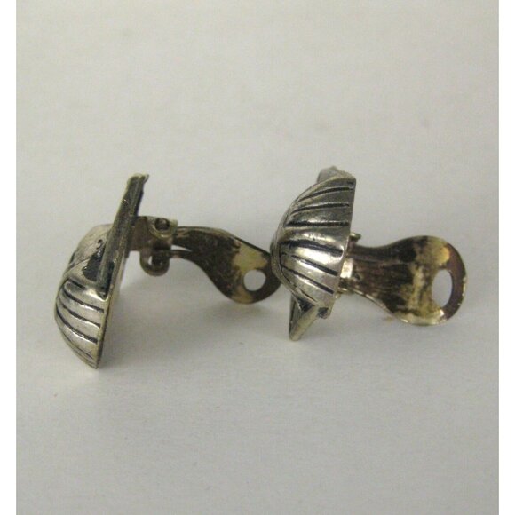 Egyptian Pharaoh Earrings CLIP ON Silvetone Vintage 1950 Estate Noveda - Picture 5 of 6